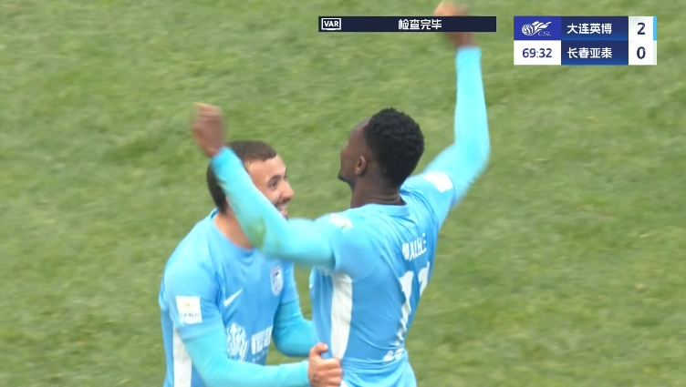 馬萊萊大連處子球！呂焯毅助攻馬萊萊破門，大連英博2-0亞泰